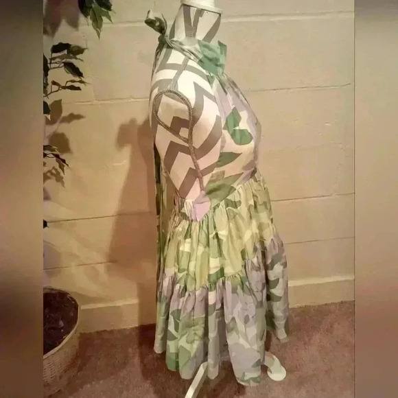 ASOS DESIGN Halter Tiered Voile Mini Dress With Tie Back Detail SIZE 4 - Picture 2 of 11